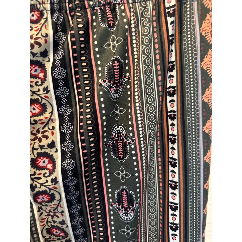 Daisy Del Sol Womens Small Olive Green Hamsa Paisley Flare Bell Bottom Pants - Picture 7 of 10